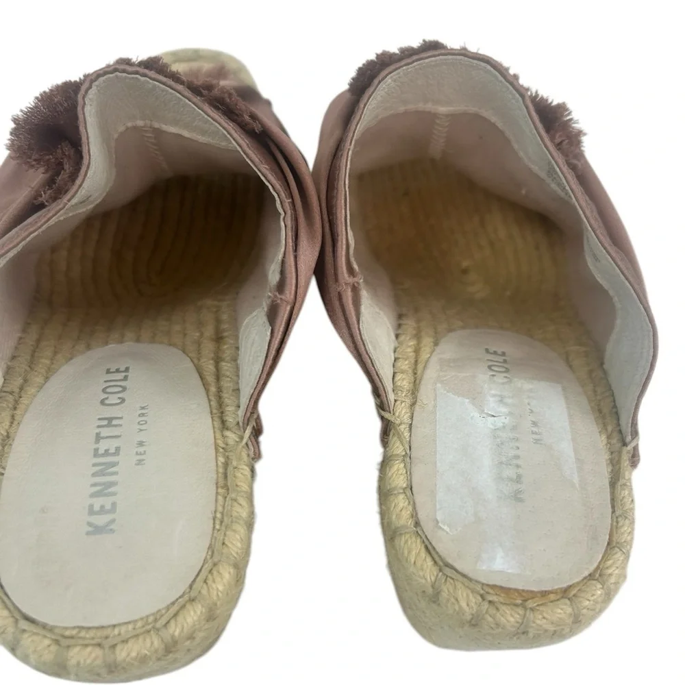 Kenneth Cole Odele 2 Satin Blush Fringe Braided Espadrille Wedge Sandals SZ 7.5